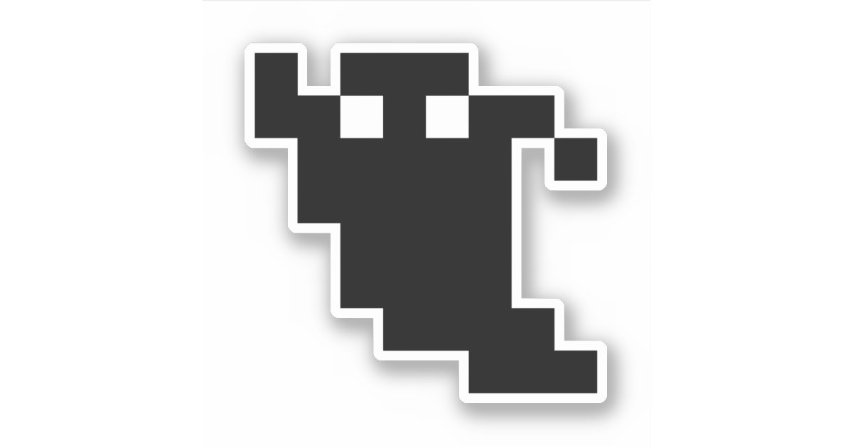 8 Bit Pixel Ghost Shadow Sticker | Zazzle