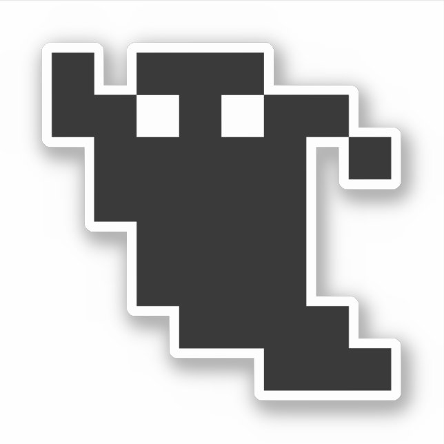 8 Bit Pixel Ghost Shadow Sticker (Front)
