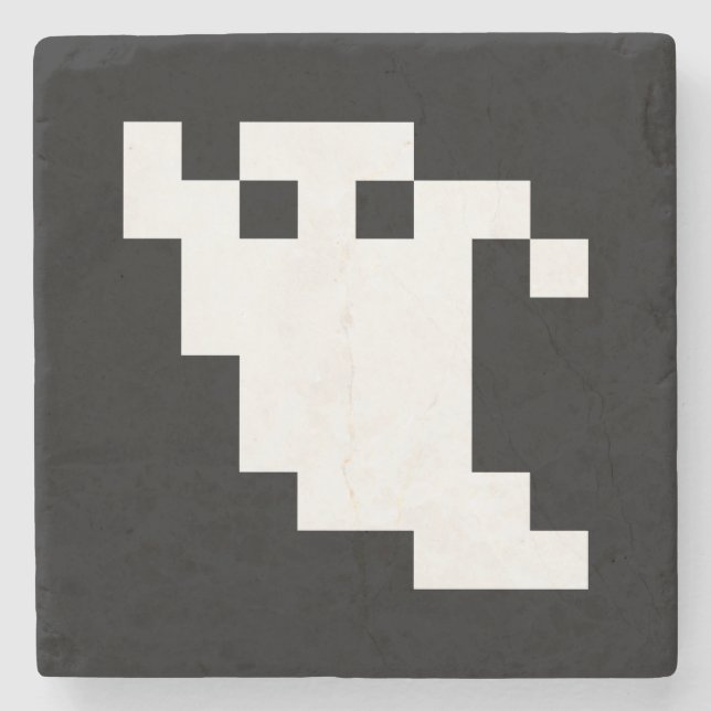 8 Bit Pixel Ghost Stone Coaster (Front)