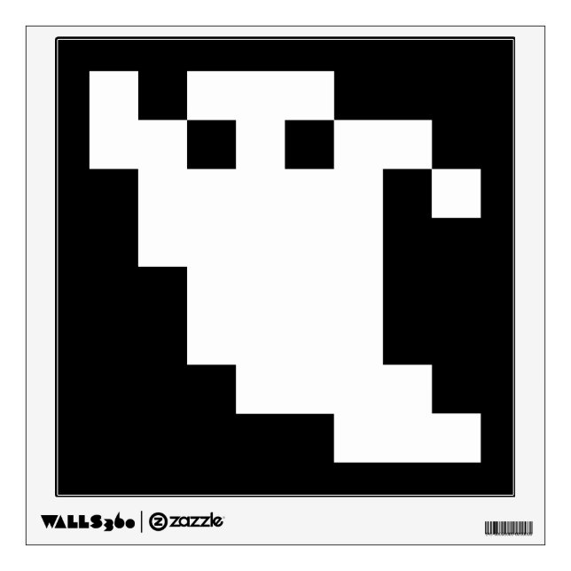 8 Bit Pixel Ghost Wall Sticker (Front)