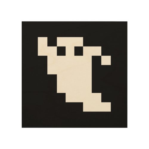 8 Bit Pixel Ghost Wood Wall Art