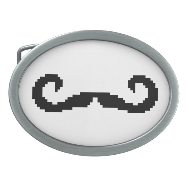 8 Bit Pixel Handlebar Moustache Belt Buckle (Front)
