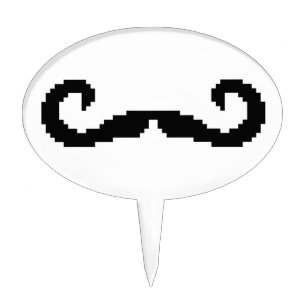 8 Bit Pixel Handlebar Moustache Cake Topper