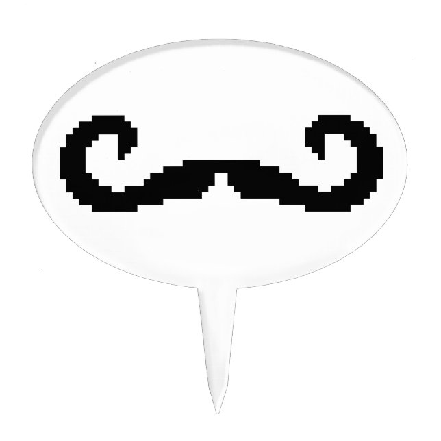 8 Bit Pixel Handlebar Moustache Cake Topper (Front)