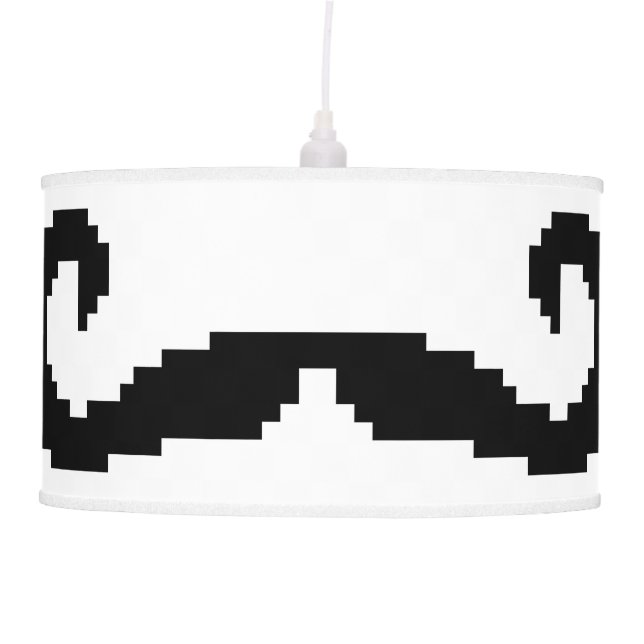 8 Bit Pixel Handlebar Moustache Ceiling Lamp (Front)