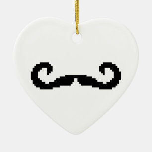 8 Bit Pixel Handlebar Moustache Ceramic Ornament