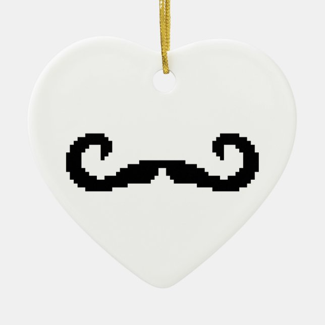 8 Bit Pixel Handlebar Moustache Ceramic Ornament (Front)