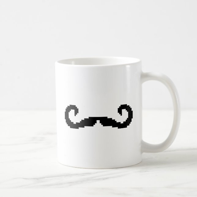 8 Bit Pixel Handlebar Moustache Coffee Mug (Right)