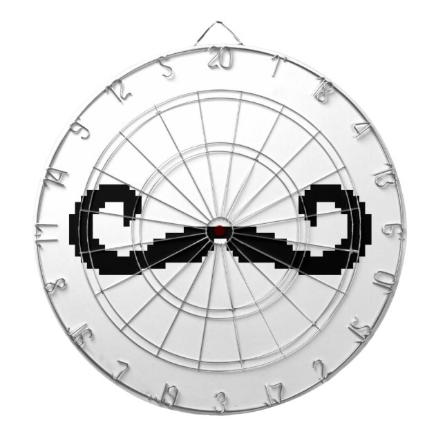 8 Bit Pixel Handlebar Moustache Dart Board (Front)