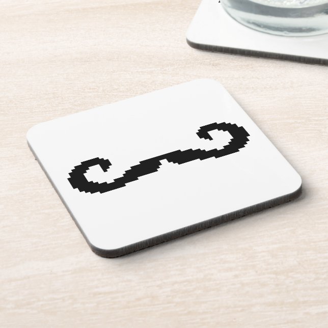 8 Bit Pixel Handlebar Moustache Drink Coaster (Left Side)