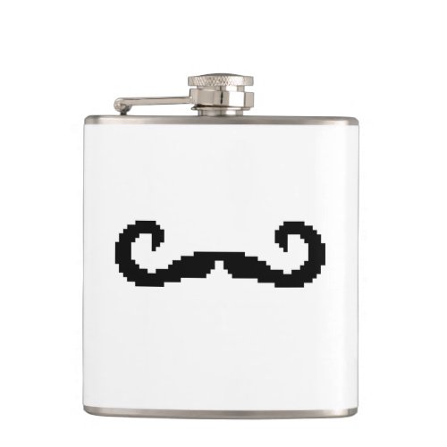 8 Bit Pixel Handlebar Moustache Flask