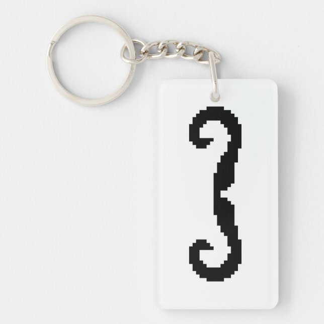 8 Bit Pixel Handlebar Moustache Keychain (Front)