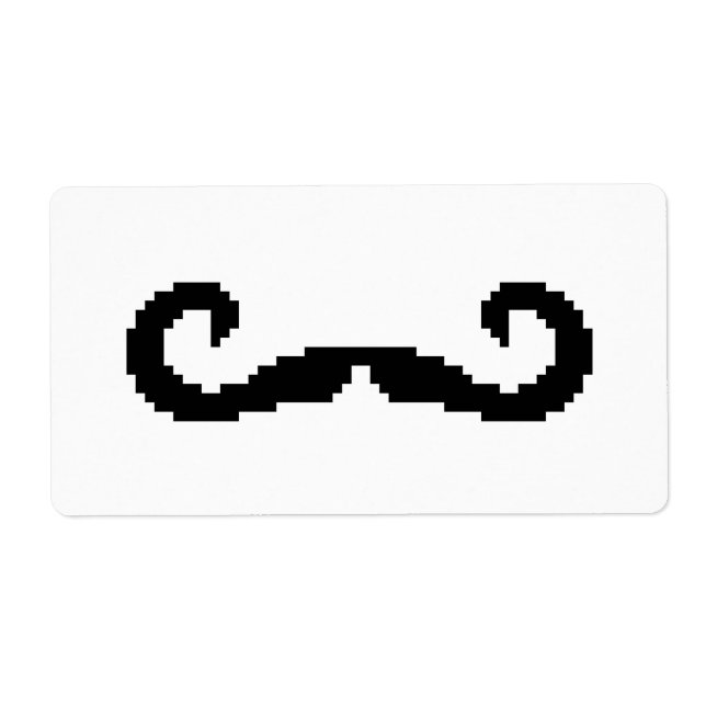 8 Bit Pixel Handlebar Moustache Label (Front)