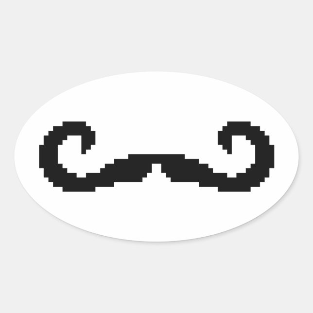 8 Bit Pixel Handlebar Moustache Oval Sticker (Front)