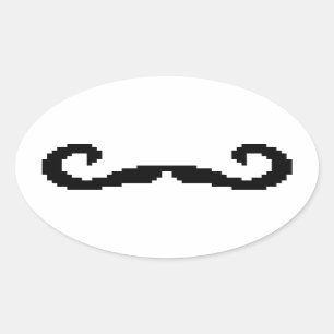 8 Bit Pixel Handlebar Moustache Oval Sticker