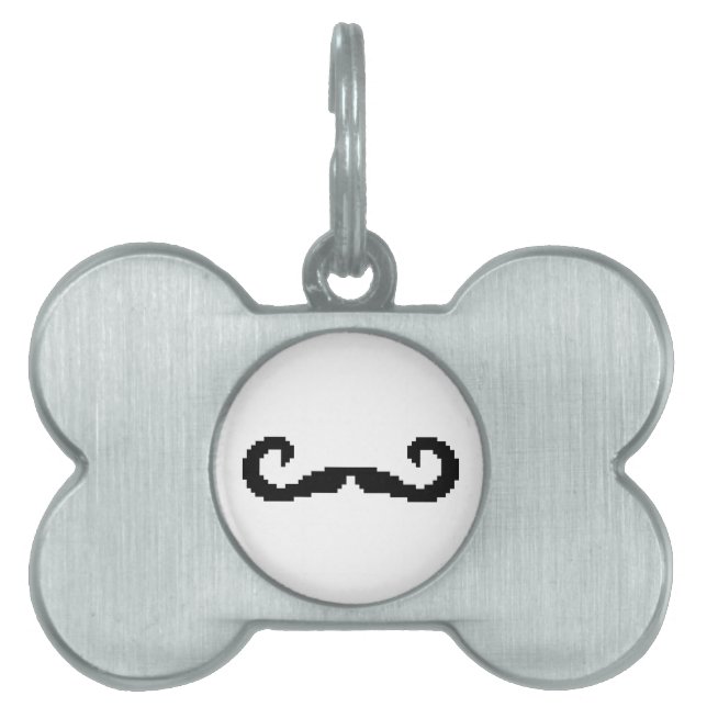 8 Bit Pixel Handlebar Moustache Pet Tag (Front)