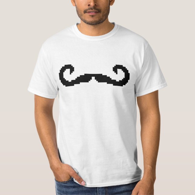 8 Bit Pixel Handlebar Moustache T-Shirt (Front)