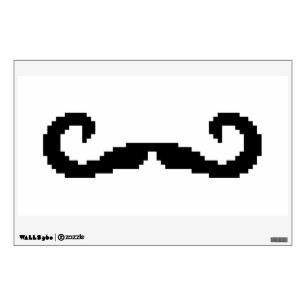 8 Bit Pixel Handlebar Moustache Wall Decal