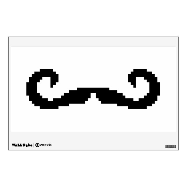 8 Bit Pixel Handlebar Moustache Wall Decal (Front)