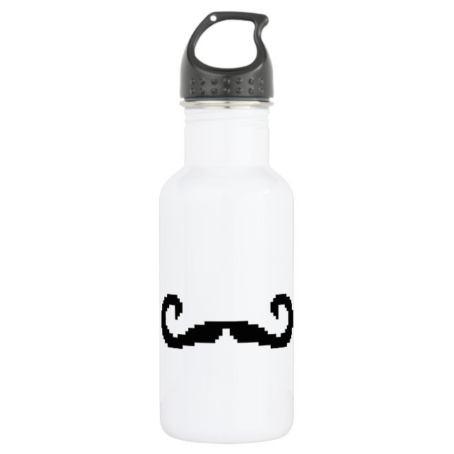 8 Bit Pixel Handlebar Moustache Water Bottle (Front)