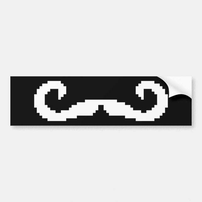 8 Bit Pixel Handlebar Mustache Bumper Sticker (Front)