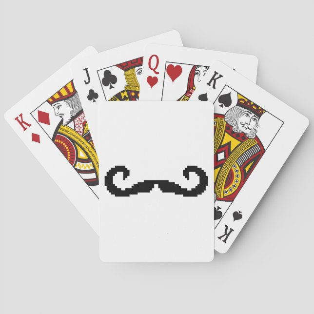 8 Bit Pixel Handlebar Mustache Poker Cards (Back)