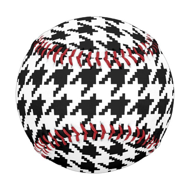 8 Bit Pixel Houndstooth Check Pattern Baseball (Front)