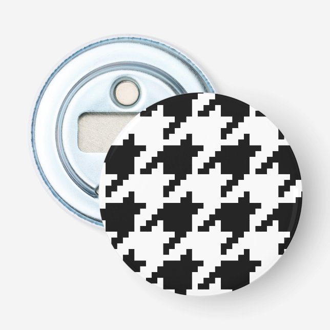 8 Bit Pixel Houndstooth Check Pattern Bottle Opener (Front)