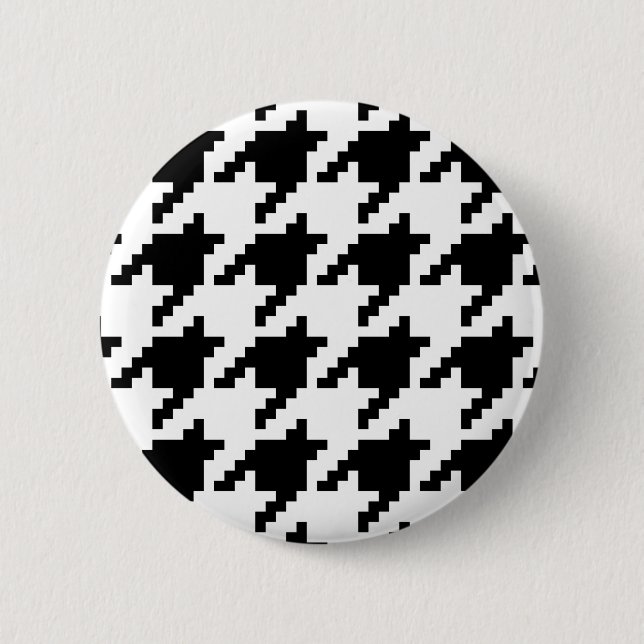 8 Bit Pixel Houndstooth Check Pattern Button (Front)