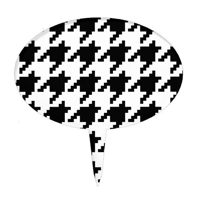 8 Bit Pixel Houndstooth Check Pattern Cake Topper (Front)