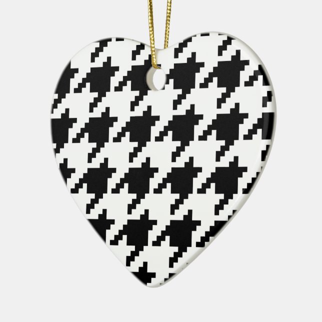 8 Bit Pixel Houndstooth Check Pattern Ceramic Ornament (Left)