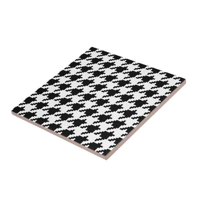 8 Bit Pixel Houndstooth Check Pattern Ceramic Tile (Side)