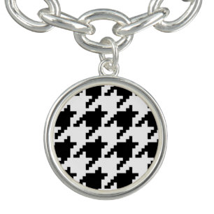 8 Bit Pixel Houndstooth Check Pattern Charm Bracelet