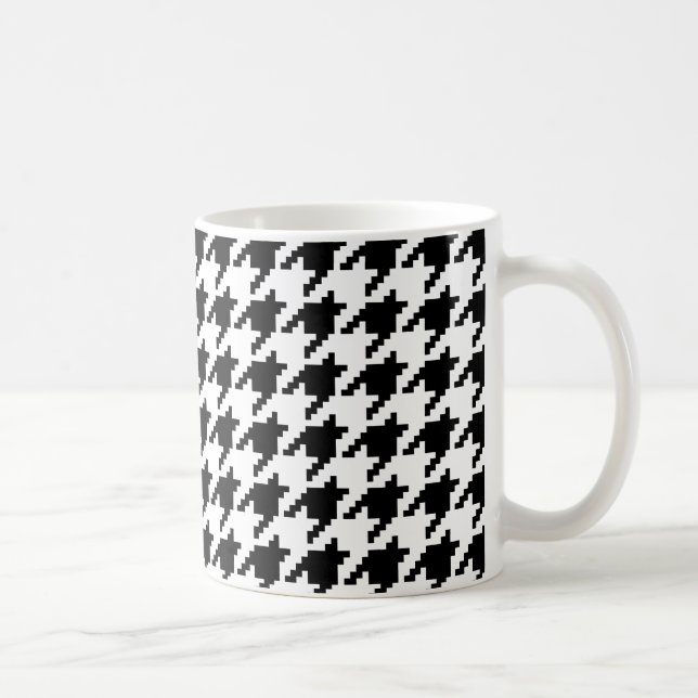 8 Bit Pixel Houndstooth Check Pattern Coffee Mug (Right)