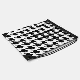 8 Bit Pixel Houndstooth Check Pattern Drawstring Bag