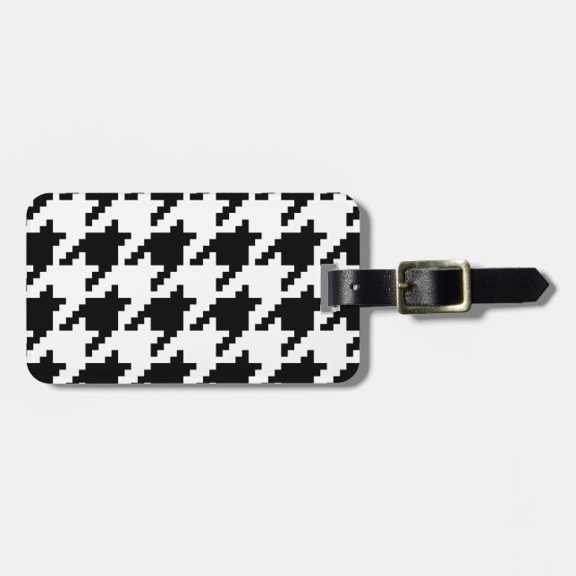 8 Bit Pixel Houndstooth Check Pattern Luggage Tag (Front Horizontal)
