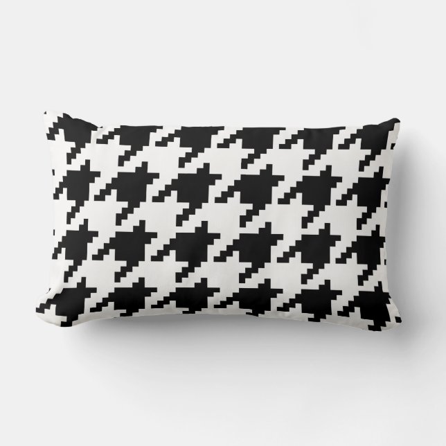 8 Bit Pixel Houndstooth Check Pattern Lumbar Pillow (Front)