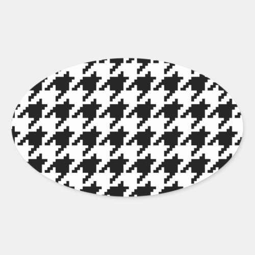 8 Bit Pixel Houndstooth Check Pattern Oval Sticker