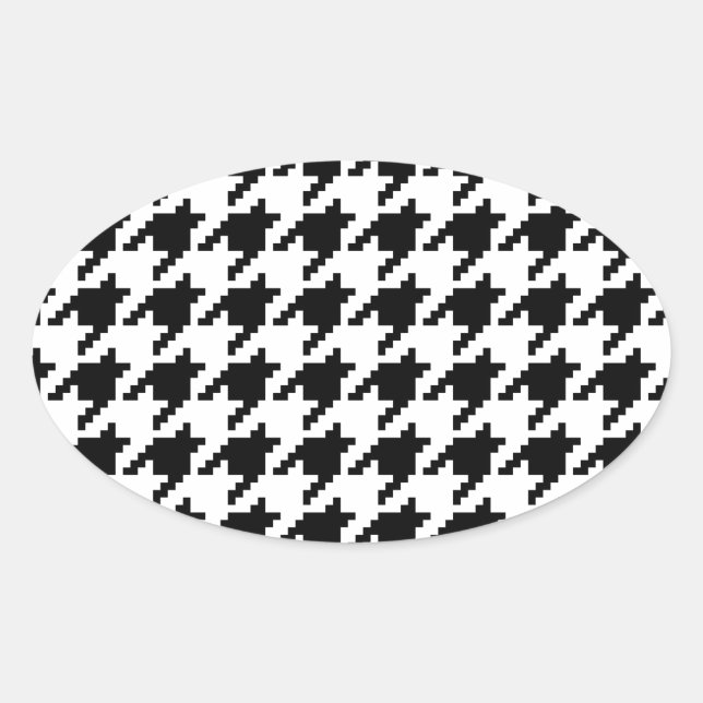 8 Bit Pixel Houndstooth Check Pattern Oval Sticker (Front)