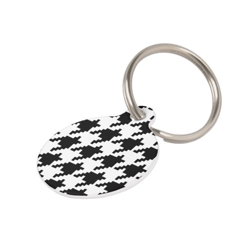 8 Bit Pixel Houndstooth Check Pattern Pet Tag