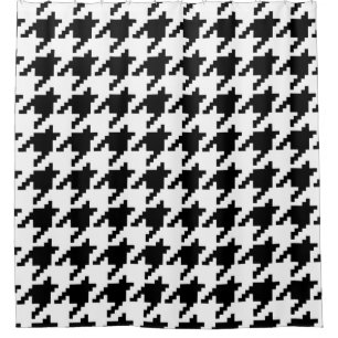 8 Bit Pixel Houndstooth Check Pattern Shower Curtain