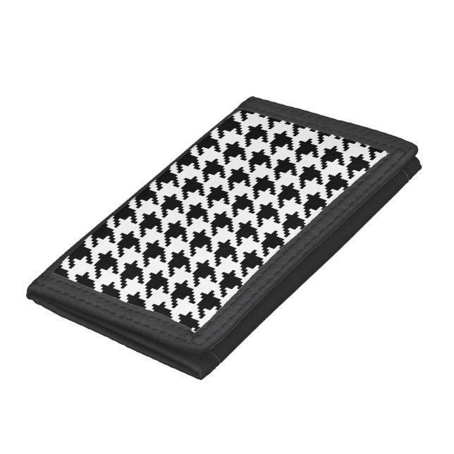 8 Bit Pixel Houndstooth Check Pattern Tri-fold Wallet (Bottom)