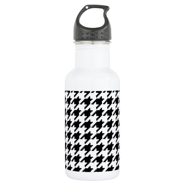 8 Bit Pixel Houndstooth Check Pattern Water Bottle (Front)