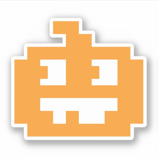 8 Bit Pixel Jack O' Lantern Pumpkin Head Sticker (Front)