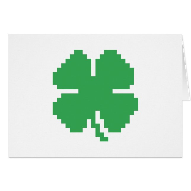 8 Bit Pixel Lucky Four Leaf Clover Cards (Front Horizontal)