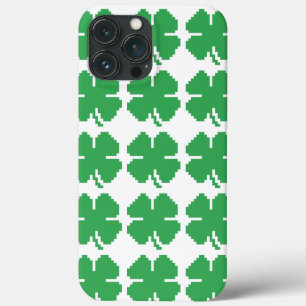 8 Bit Pixel Lucky Four Leaf Clover iPhone 13 Pro Max Case