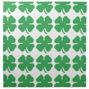 8 Bit Pixel Lucky Four Leaf Clover Cloth Napkin