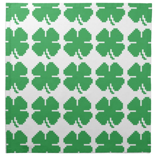 8 Bit Pixel Lucky Four Leaf Clover Cloth Napkin (Front)