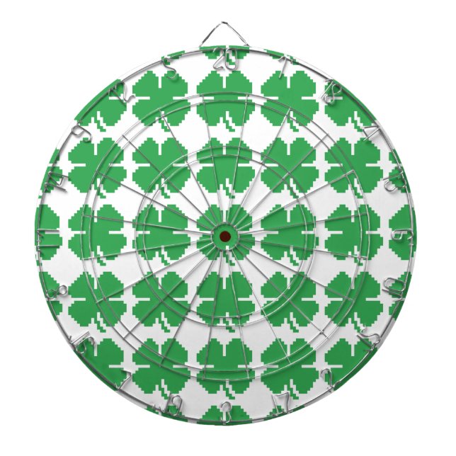 8 Bit Pixel Lucky Four Leaf Clover Dart Board (Front)