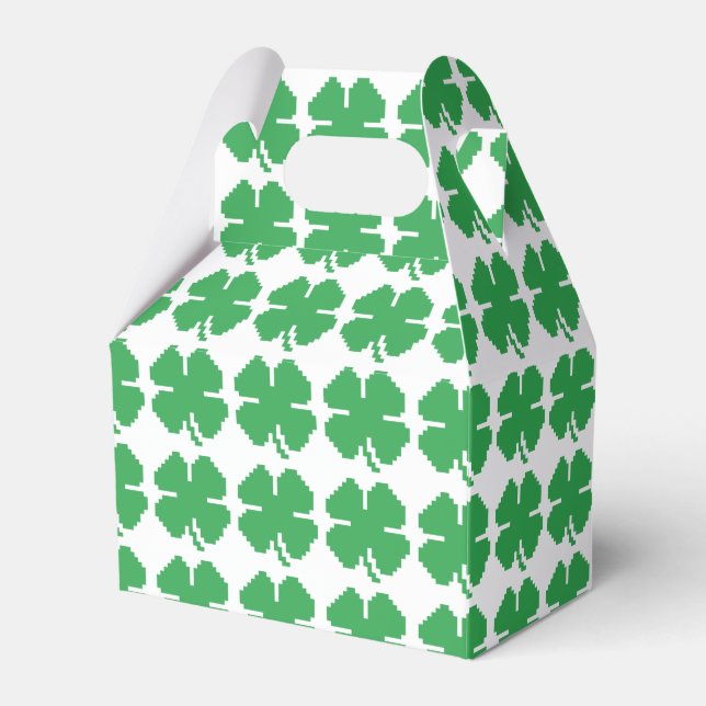 8 Bit Pixel Lucky Four Leaf Clover Favor Boxes (Front Side)